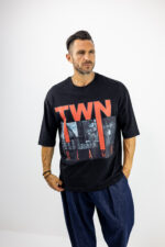 T-Shirt Oversized & Στάμπα Μαύρο
