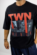 T-Shirt Oversized & Στάμπα Μαύρο