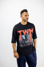 T-Shirt Oversized & Στάμπα Μαύρο