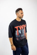 T-Shirt Oversized & Στάμπα Μαύρο