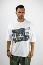 T-Shirt Oversized & Στάμπα Μπροστά Λευκό