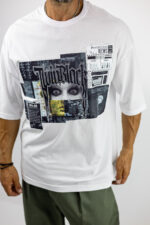 T-Shirt Oversized & Στάμπα Μπροστά Λευκό