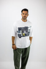 T-Shirt Oversized & Στάμπα Μπροστά Λευκό
