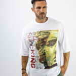 T-Shirt Oversized & Στάμπα Μπροστά Λευκό