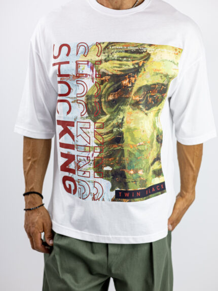 T-Shirt Oversized & Στάμπα Μπροστά Λευκό