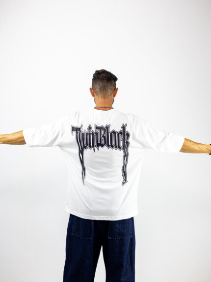 T-Shirt Oversized & Στάμπα Πίσω Λευκό