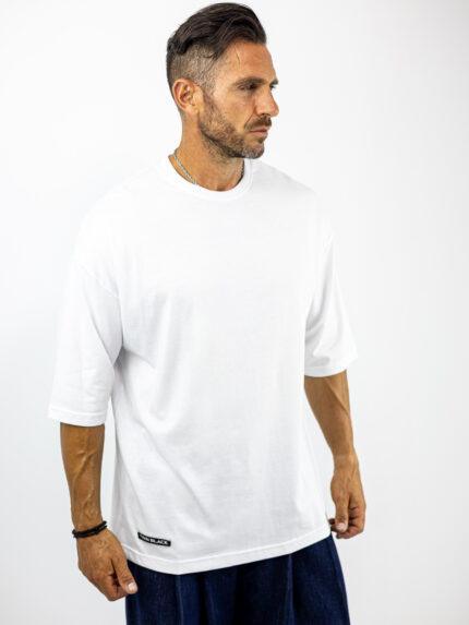 T-Shirt Oversized & Στάμπα Πίσω Λευκό