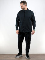 Πουκάμισο Regular Fit & Μάο Γιακά Μαύρο