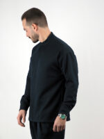 Πουκάμισο Regular Fit & Μάο Γιακά Μαύρο