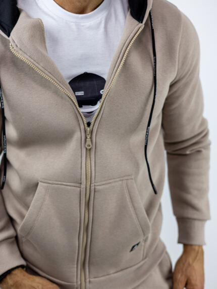 Zακέτα Φούτερ Κλασσική & Κουκούλα Μπεζ