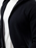 Ζακέτα Regular Fit Καλαμπόκι & Κουκούλα Μαύρη