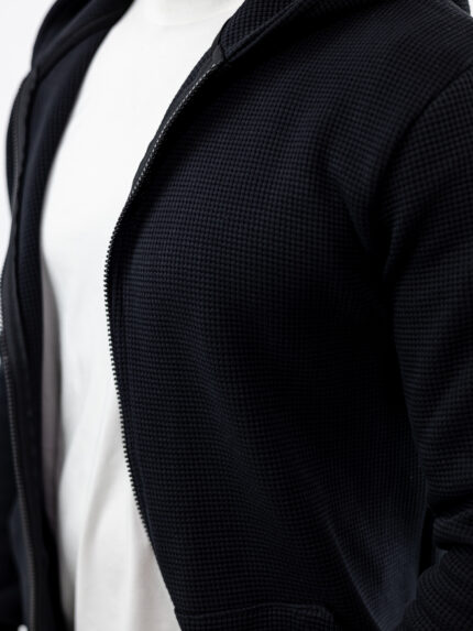 Ζακέτα Regular Fit Καλαμπόκι & Κουκούλα Μαύρη