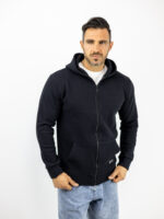 Ζακέτα Regular Fit Καλαμπόκι & Κουκούλα Μαύρη