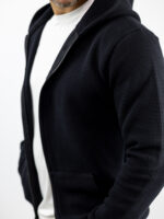 Ζακέτα Regular Fit Καλαμπόκι & Κουκούλα Μαύρη