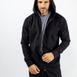 Ζακέτα Slim Fit Mακριά & Κουκούλα Μαύρη