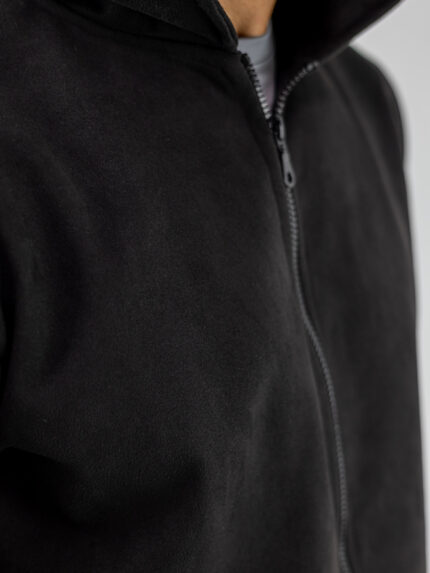 Ζακέτα Slim Fit Mακριά & Κουκούλα Μαύρη