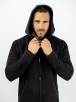 Ζακέτα Slim Fit Mακριά & Κουκούλα Μαύρη