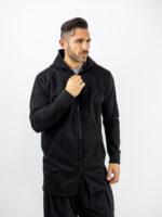 Ζακέτα Slim Fit Mακριά & Κουκούλα Μαύρη