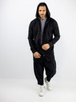 Ζακέτα Slim Fit Mακριά & Κουκούλα Μαύρη