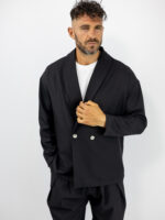Παντελόνι Jogger Loose Fit & Σακάκι Overshirt Μαύρο