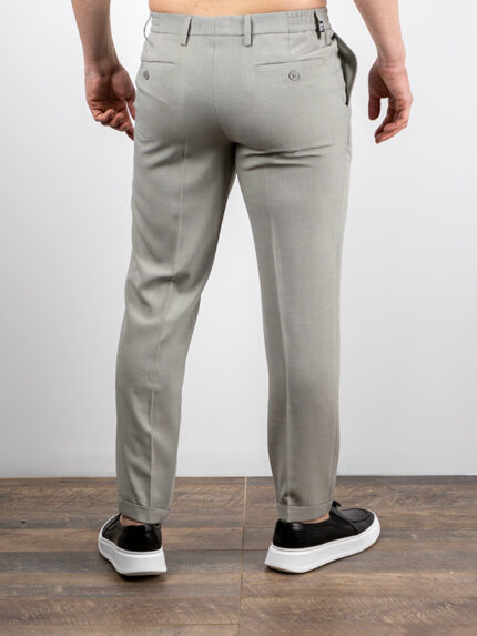 Παντελόνι Chinos Λινό Με Λάστιχο Γκρί