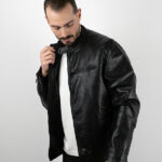 Μπουφάν Δερματίνη Slim Fit Bomber Μαύρο