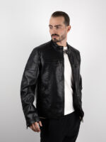 Μπουφάν Δερματίνη Slim Fit Bomber Μαύρο