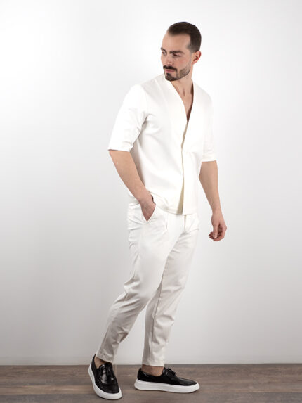 Παντελόνι Jogger Loose Fit & Κιμονό 3/4 Μανίκι Λευκό