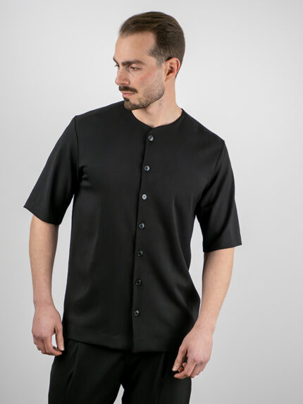 Πουκάμισο Loose Fit Neckless Μαύρο