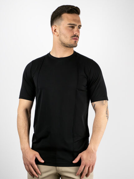 T-Shirt Με Διπλό Νερβιρ Μαύρο