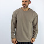 Μπλούζα Μονόχρωμη & Μανίκη Πιέτα Καφέ