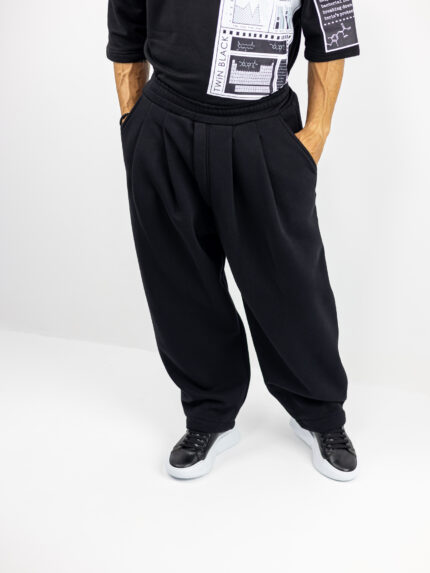 Παντελόνι Φούτερ Baggy & Κορδώνι Κάτω Μαύρο