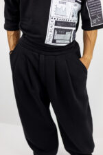 Παντελόνι Φούτερ Baggy & Κορδώνι Κάτω Μαύρο