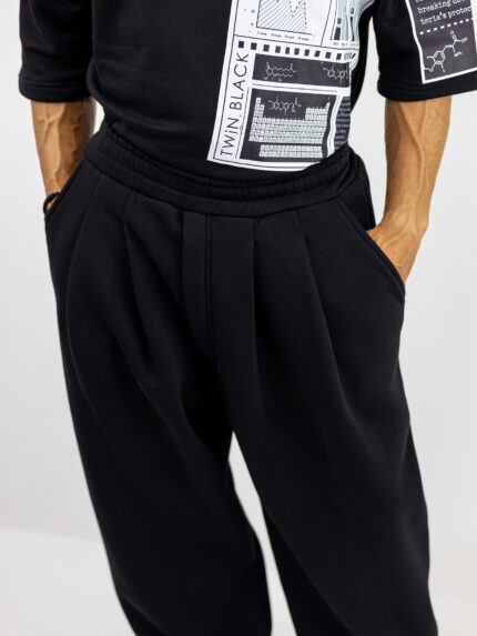 Παντελόνι Φούτερ Baggy & Κορδώνι Κάτω Μαύρο