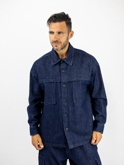 Jean Πουκάμισο Oversized Μπλέ