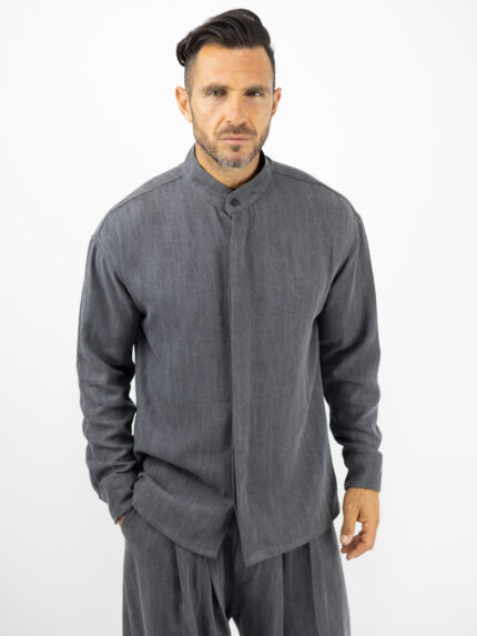 Jean Πουκάμισο Loose Fit & κρυφή πατιλέτα Γκρί