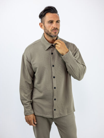 Πουκάμισο Oversized Mονόχρωμο Μπέζ