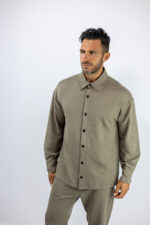 Πουκάμισο Oversized Mονόχρωμο Μπέζ