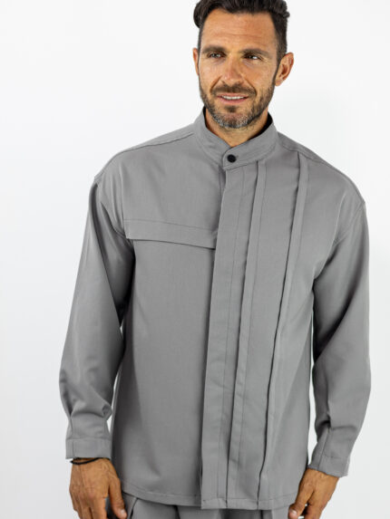 Πουκάμισο Oversized & Διπλή Πατιλέτα Γκρί