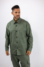 Πουκάμισο Oversized Μονόχρωμο Λαδί