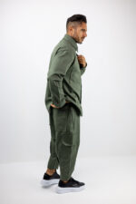 Πουκάμισο Oversized Μονόχρωμο Λαδί