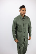 Πουκάμισο Oversized Μονόχρωμο Λαδί