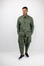 Πουκάμισο Oversized Μονόχρωμο Λαδί