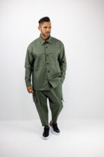 Παντελόνι Cargo Balloon & Πουκάμισο Oversized Λαδί