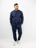 Παντελόνι Jean Jogger & Πουκάμισο Loose Fit Μονόχρωμο Μπλέ