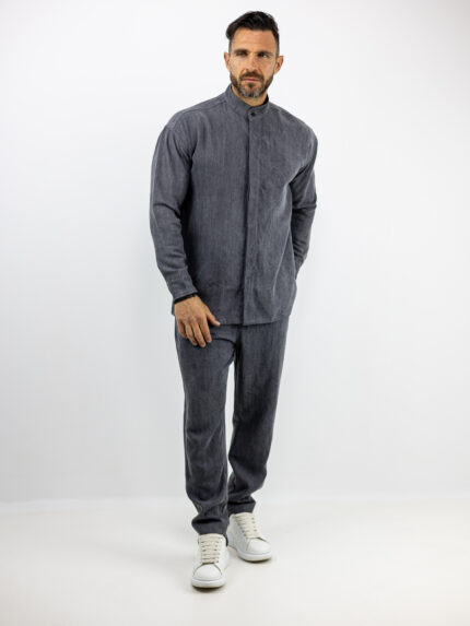 Παντελόνι Jean Jogger & Πουκάμισο Loose Fit Μονόχρωμο Γκρί