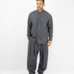 Παντελόνι Jogger Baggy & Πουκάμισο Μαο με Κρυφή Πατιλέτα Γκρί