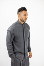Παντελόνι Jogger Baggy & Πουκάμισο Μαο με Κρυφή Πατιλέτα Γκρί