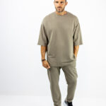 Παντελόνι Jogger Loose Fit & T-Shirt Oversized Μονόχρωμο Μπεζ