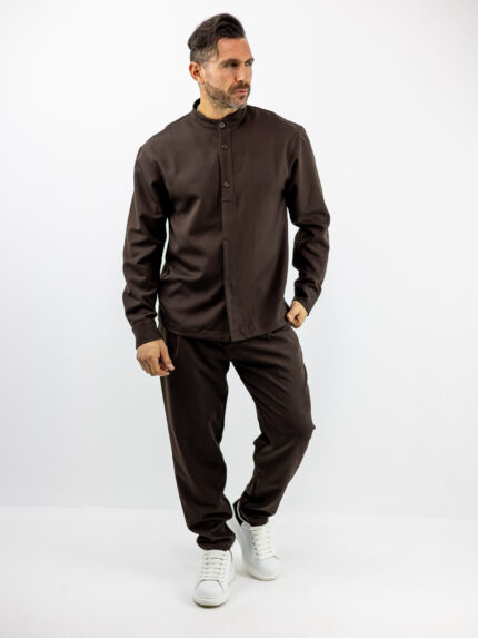Πουκάμισο Overshirt Regular Fit & Παντελόνι Jogger Loose Fit Καφέ